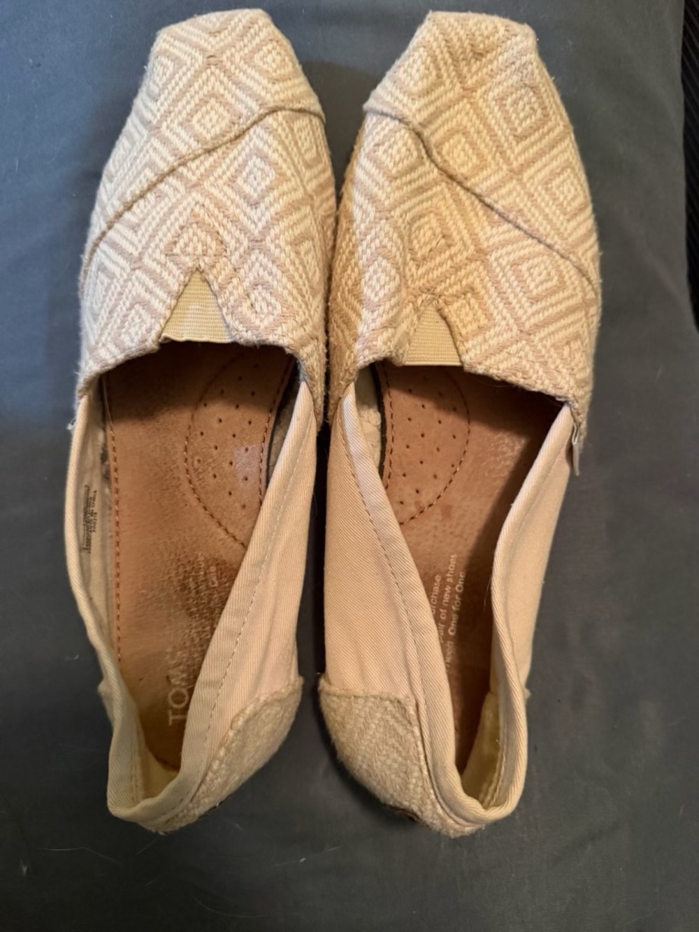 Toms Beige Woven Slip-On Flats